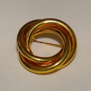 Vintage Gold-Tone Love Knot Brooch Swirl Pin Modernist Abstract